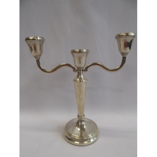 13 - Silver 3 branch candelabra (8 1/2