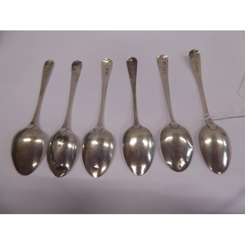 55 - Matched set of 6 engraved Georgian silver teaspoons