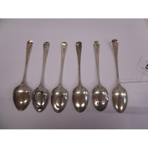 55 - Matched set of 6 engraved Georgian silver teaspoons