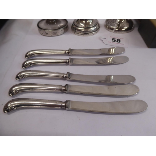 58 - Early 20thC silver items - specimen vase, dwarf candlestick, glass knob card holder, napkin ring etc... 