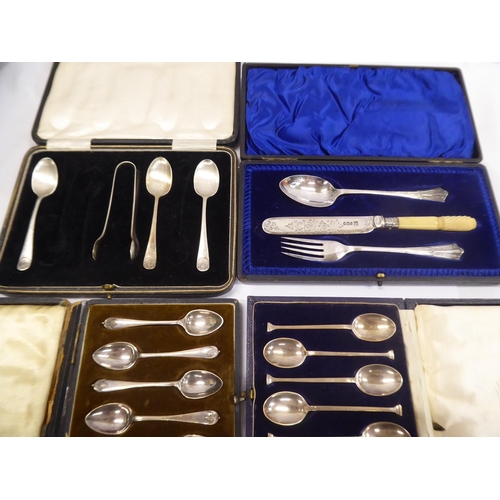 60 - Cased silver cutlery - Mappin & Webb teaspoons - Sheffield 1930, Walker & Hall teaspoons - Sheffield... 