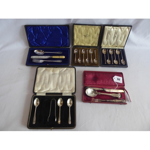 60 - Cased silver cutlery - Mappin & Webb teaspoons - Sheffield 1930, Walker & Hall teaspoons - Sheffield... 