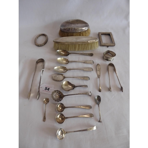 54 - Sundry 19th and 20thC spoons, brushes etc.