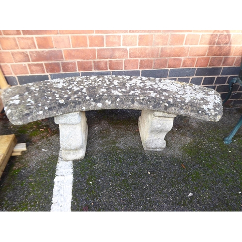 11 - Curved reconstituted stone pedestal garden bench