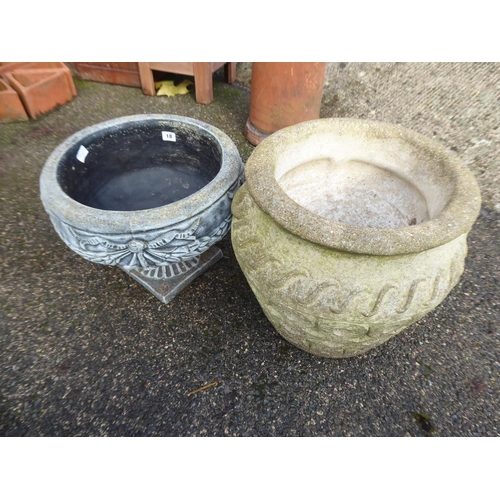 18 - Reconstituted stone circular planters (2)