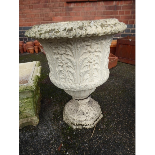 19 - Reconstituted stone urn and Willowstone square planter (2)