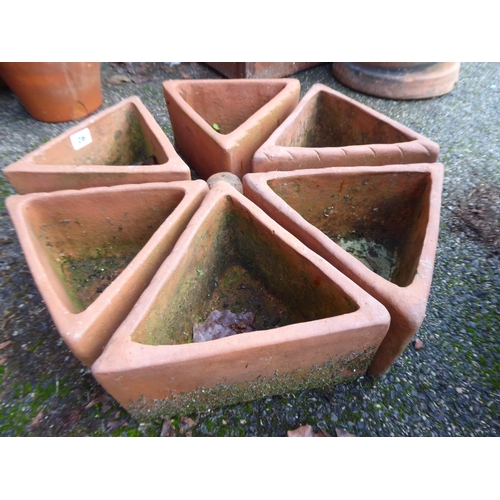 26 - Terracotta triangular herb planters