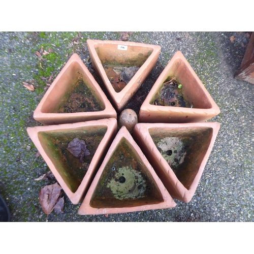 26 - Terracotta triangular herb planters