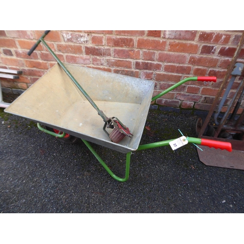 37 - Galvanised wheelbarrow and edging tool