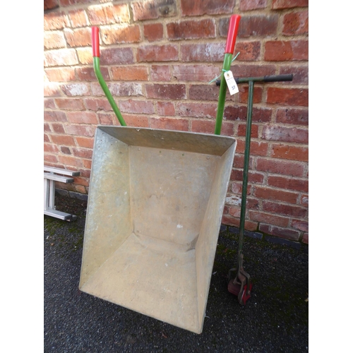 37 - Galvanised wheelbarrow and edging tool