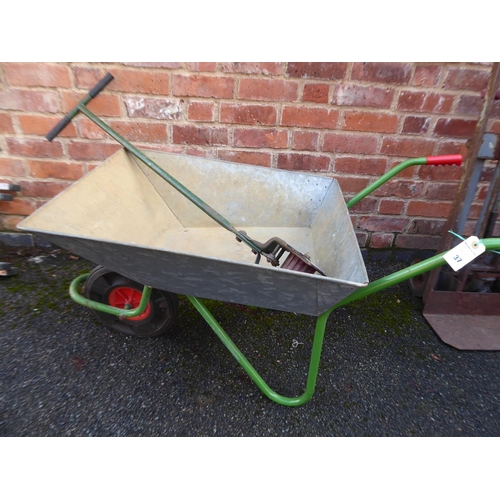 37 - Galvanised wheelbarrow and edging tool