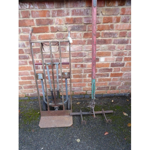 42 - Vintage metal combination sack barrow & long handled furrow cultivator (2)