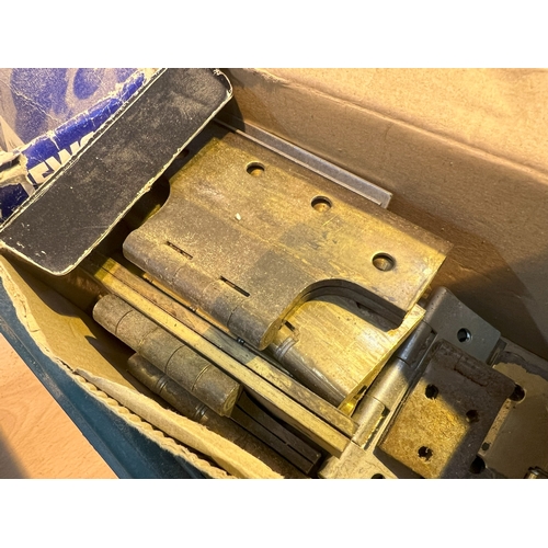 111 - Assortment of hinges, nails, flush bolts etc