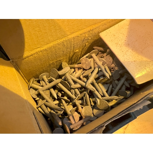 111 - Assortment of hinges, nails, flush bolts etc