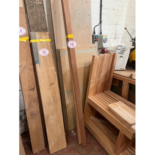 13 - 1 x Agba timber 3100mm x 60mm x 35mm, 1 x Cherry timber 1800mm x 50mm x 50mm