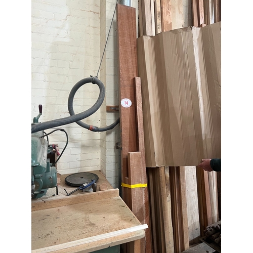 14 - Sepele wood 2400mm x 180mm x 35mm plank + timber 1400mm and other lengths 25mm x 50mm (5 Lots)