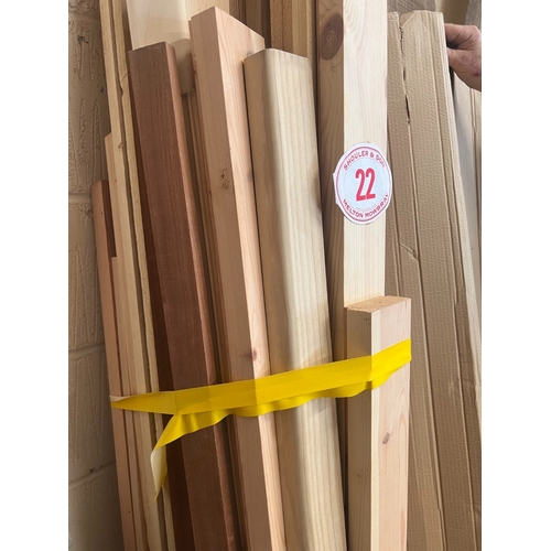 22 - Qty Soft wood timber 2000mm, longer and smaller