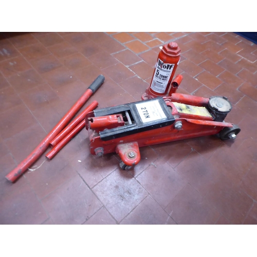 61 - 2 ton trolley jack and Wolf 5 tonne bottle jack (2)