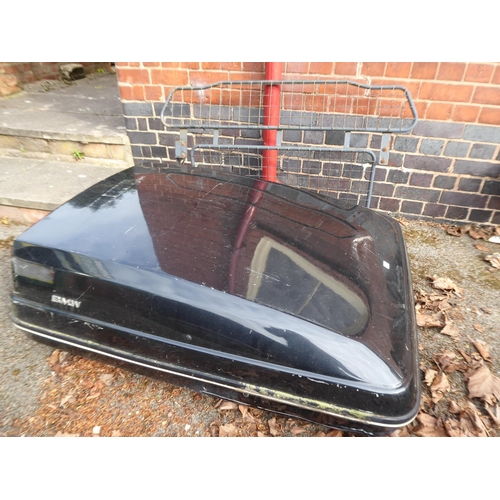 35 - Fibreglass gloss black roof box and dog guard