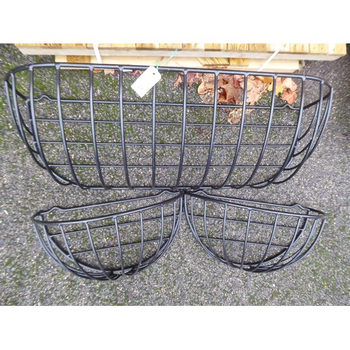 28 - Plastic coated wall basket planters (3)