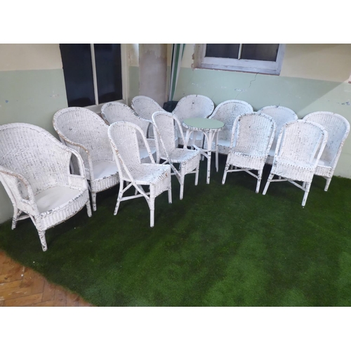 34 - Vintage painted wicker chairs and occasional table (Angrave's?) (13)