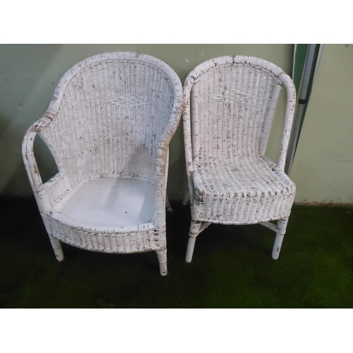 34 - Vintage painted wicker chairs and occasional table (Angrave's?) (13)