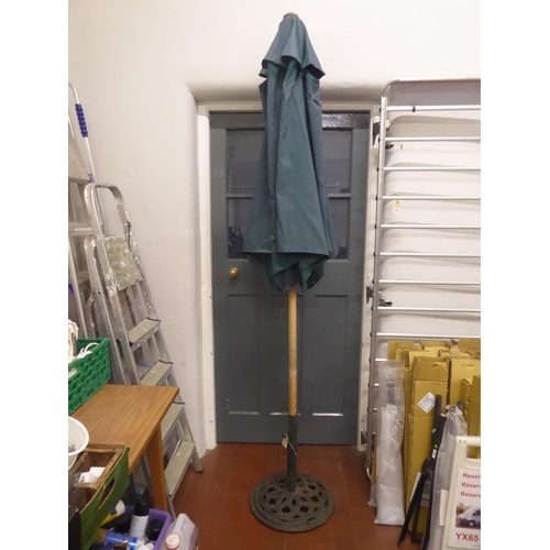 37 - Garden parasol and cast iron base