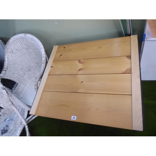 33 - Pine top cast iron base garden table