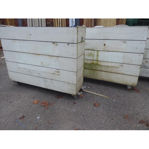 24 - Painted wooden oblong planters on castors (4)
