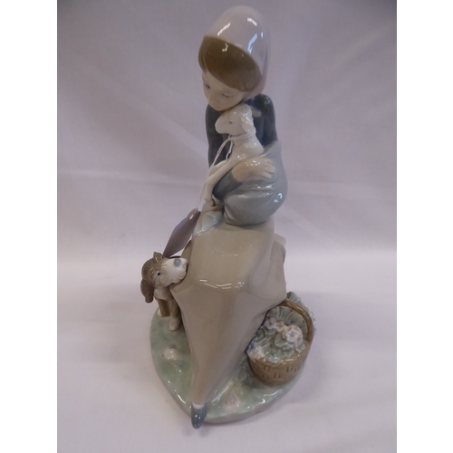 12 - Lladro girl with dog and goat figure