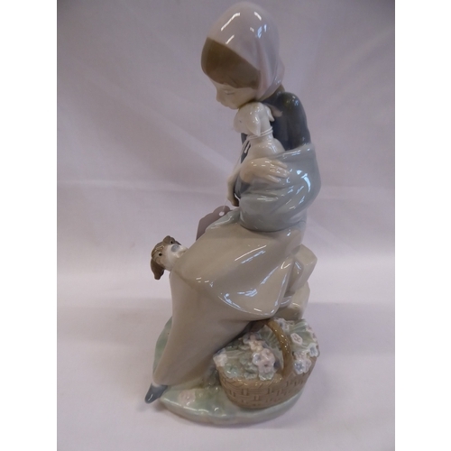 12 - Lladro girl with dog and goat figure