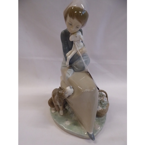 12 - Lladro girl with dog and goat figure