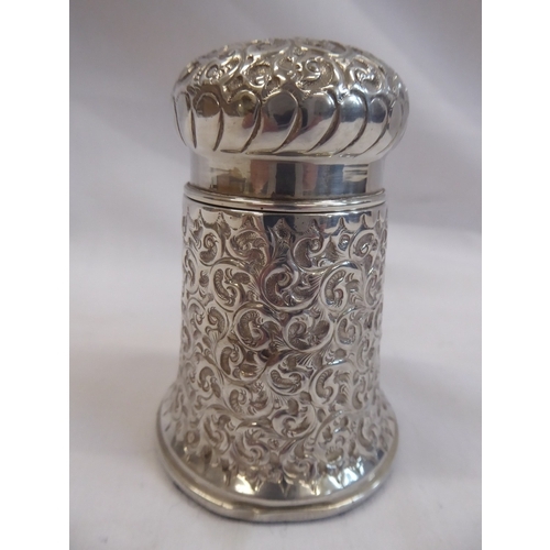 51 - Embossed silver cased smelling salts/perfume bottle - Birmingham 1905