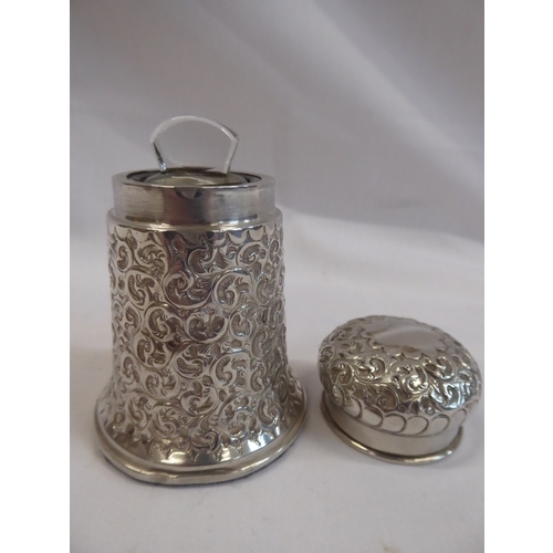 51 - Embossed silver cased smelling salts/perfume bottle - Birmingham 1905