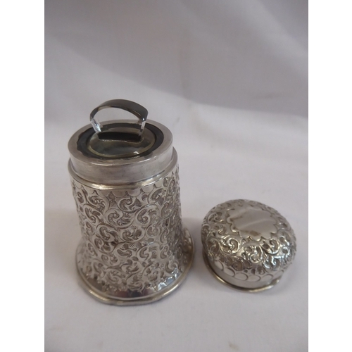 51 - Embossed silver cased smelling salts/perfume bottle - Birmingham 1905