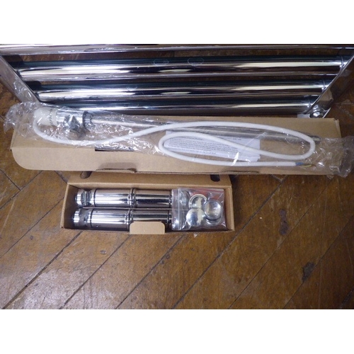 50 - New chrome towel radiator, valves, heating element