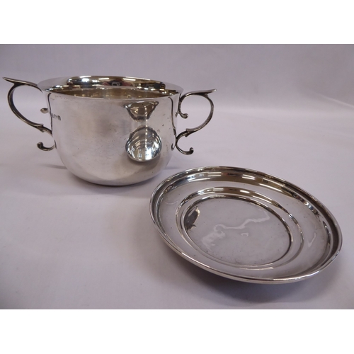 11 - Silver twin handled porringer with cover - Birmingham 1919
