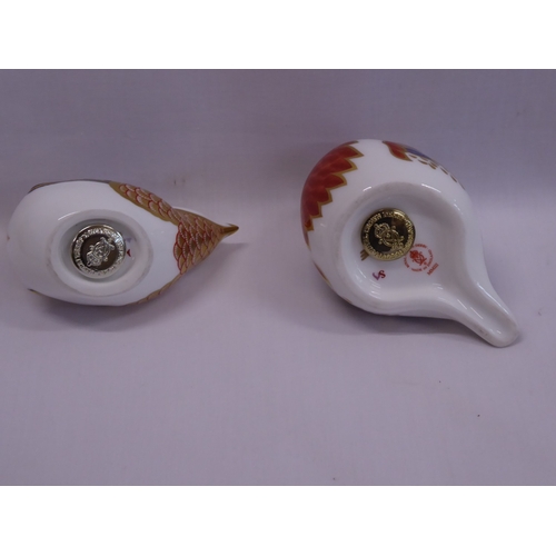 27 - Royal Crown Derby Imari robin and wren paperweights (2)
