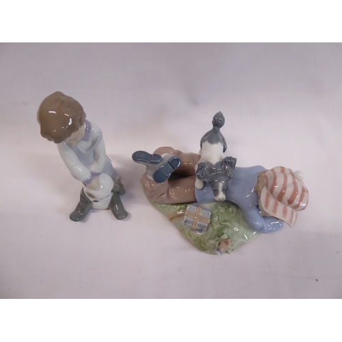 29 - Lladro boy with panda & boy with dog group figures (2)