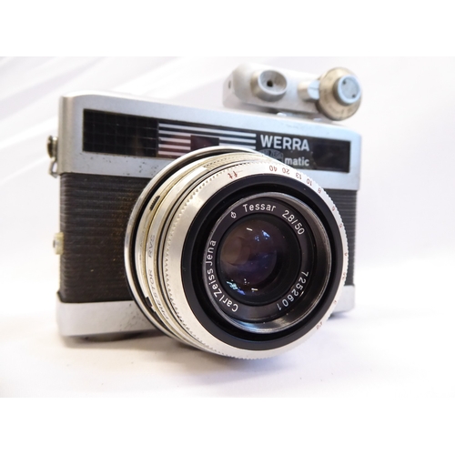 Early 20thC folding plate camera and plates in canvas box, Werramatic ...