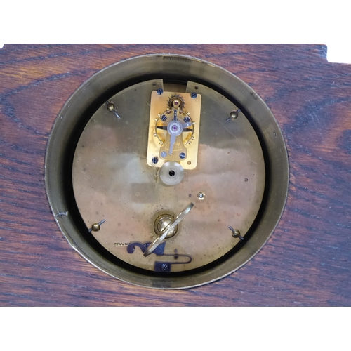 36 - Early 20thC oak cased mantel clock - Burton, Leicester