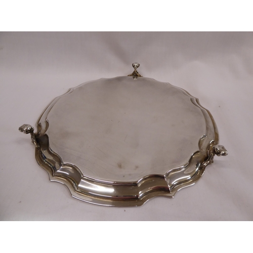 5 - Silver card tray on ball and claw feet - Birmingham 1962 (8