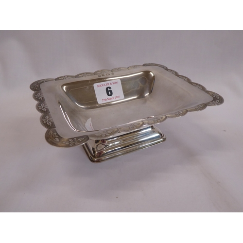 6 - Silver rectangular footed bonbon dish - Birmingham 1968