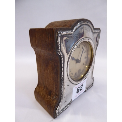 62 - Small silver mounted mantel clock - Birmingham 1911