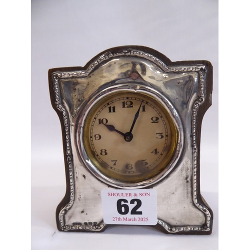 62 - Small silver mounted mantel clock - Birmingham 1911