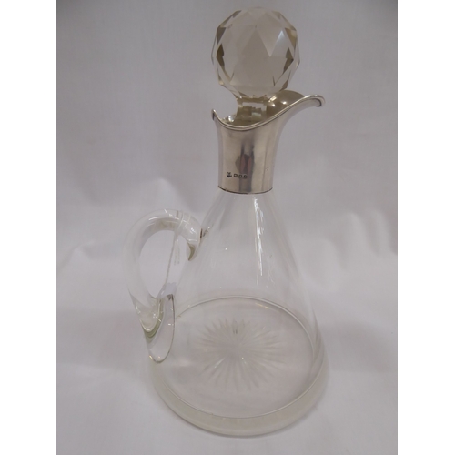 8 - Silver collared glass claret jug - London 1922