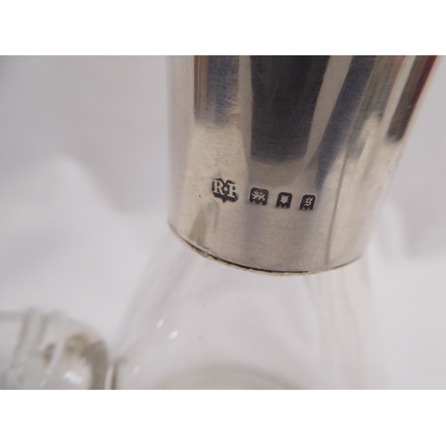 8 - Silver collared glass claret jug - London 1922