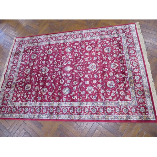544 - Red ground Kashmir all over floral design rug