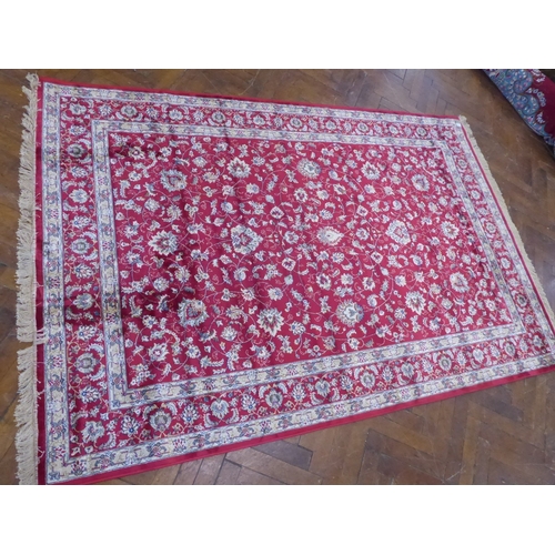 544 - Red ground Kashmir all over floral design rug