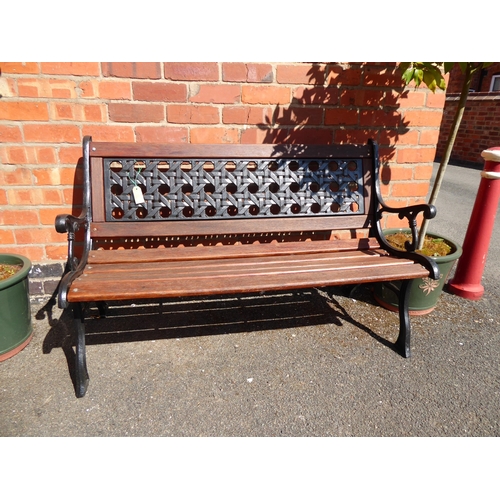 51 - Cast iron wooden slatted garden bench
